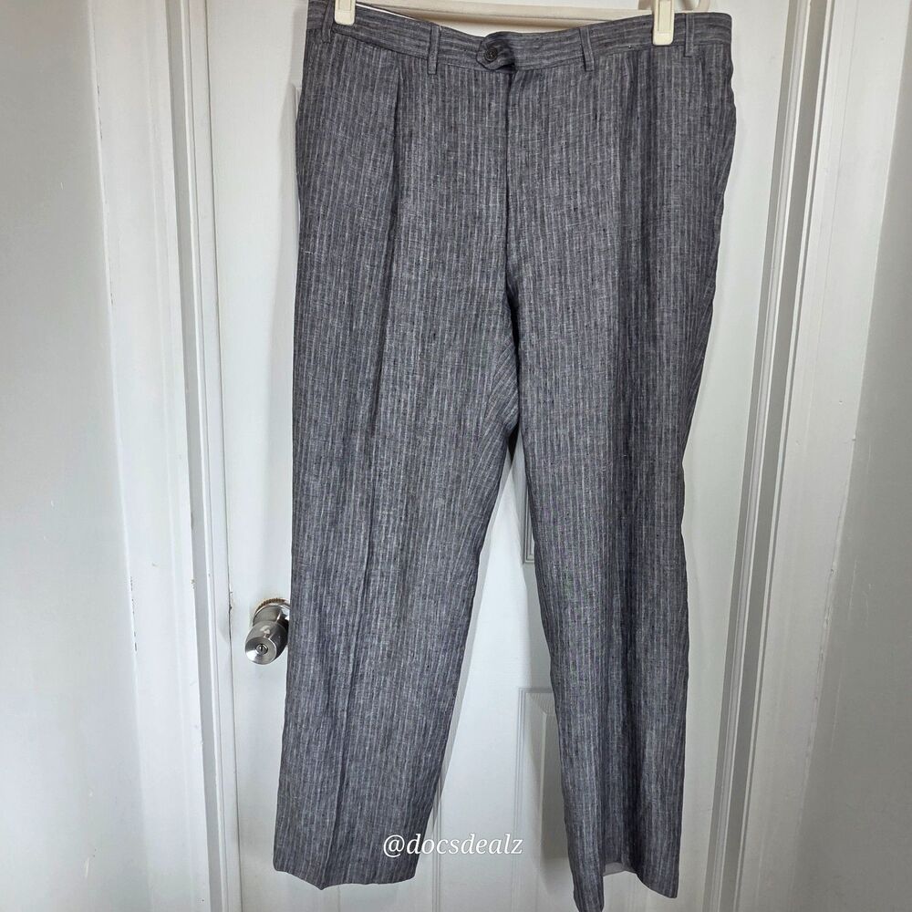 Canali Slacks Gray Pin Stripes Men's 56 R